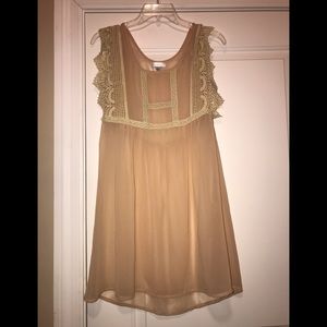 Cream crochet  flutter sleeve dress